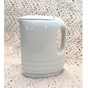 Vintage Art Deco Hall Pottery Ceramic Pitcher with Lid Streamline Water Carafe